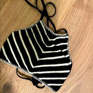 Black high neck crochet bikini top